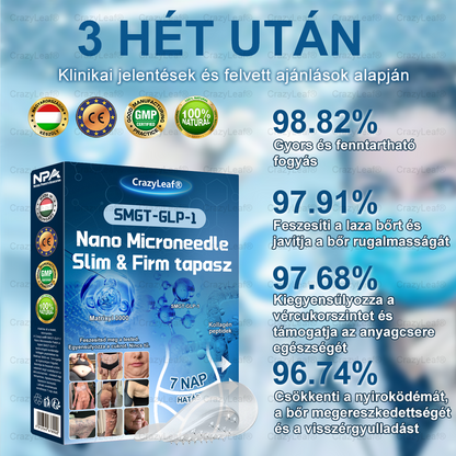 A Pécsi Tudományegyetem ajánlásával – Vezető GLP-1 tapasz Magyarországon HOUKEA® Nano Mikrotűs Tapasz SMGT-GLP-1 + Kollagén + Matrixyl 3000 Zsírégetés • Bőrfeszesítés • Vércukor-egyensúly • 7 nap alatt látható eredmény • Injekció nélkül